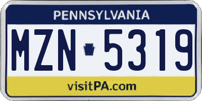 PA license plate MZN5319