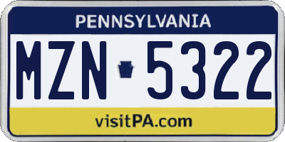 PA license plate MZN5322