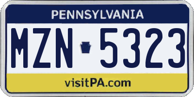 PA license plate MZN5323