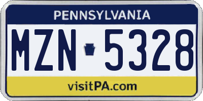 PA license plate MZN5328
