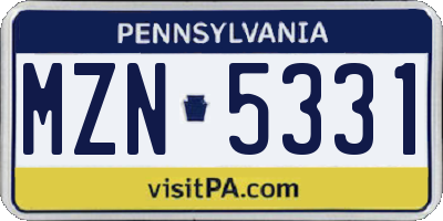 PA license plate MZN5331
