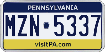 PA license plate MZN5337