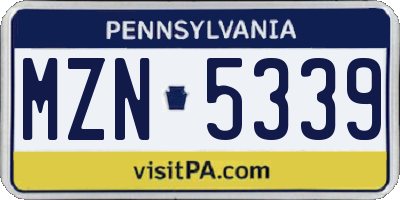 PA license plate MZN5339