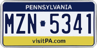PA license plate MZN5341