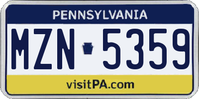 PA license plate MZN5359