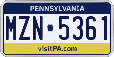 PA license plate MZN5361