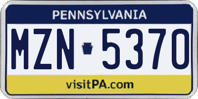 PA license plate MZN5370