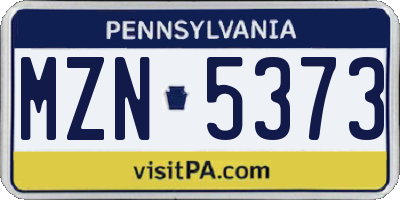 PA license plate MZN5373