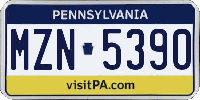 PA license plate MZN5390