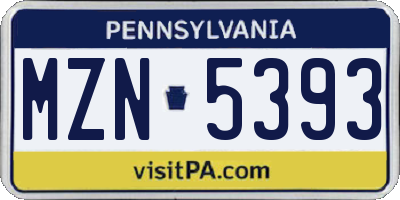PA license plate MZN5393