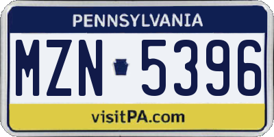 PA license plate MZN5396