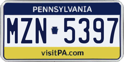 PA license plate MZN5397