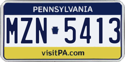 PA license plate MZN5413