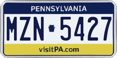 PA license plate MZN5427