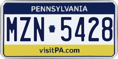 PA license plate MZN5428
