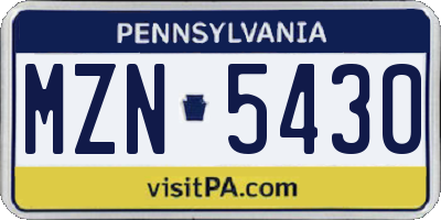 PA license plate MZN5430