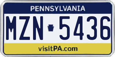 PA license plate MZN5436