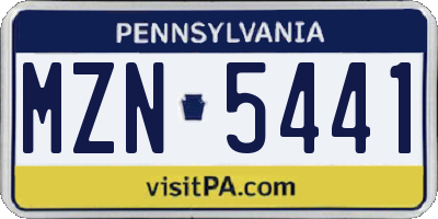 PA license plate MZN5441