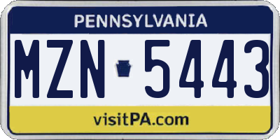 PA license plate MZN5443