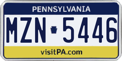 PA license plate MZN5446