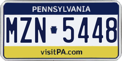 PA license plate MZN5448
