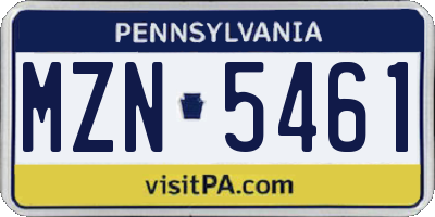 PA license plate MZN5461