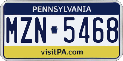 PA license plate MZN5468
