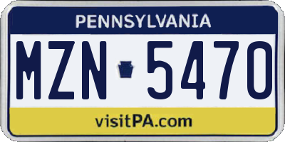 PA license plate MZN5470