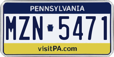 PA license plate MZN5471