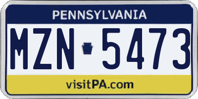 PA license plate MZN5473