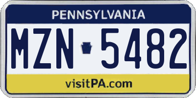 PA license plate MZN5482
