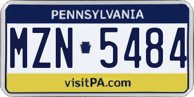 PA license plate MZN5484