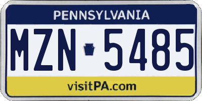 PA license plate MZN5485