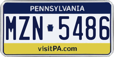 PA license plate MZN5486