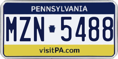 PA license plate MZN5488