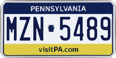 PA license plate MZN5489