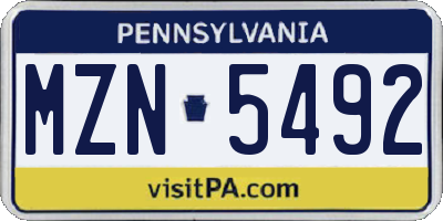 PA license plate MZN5492