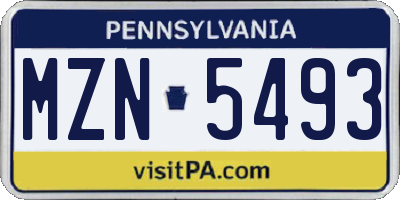 PA license plate MZN5493