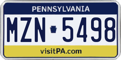 PA license plate MZN5498
