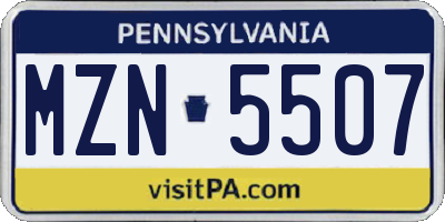 PA license plate MZN5507