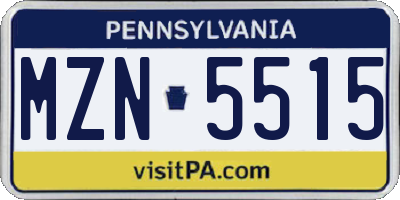 PA license plate MZN5515