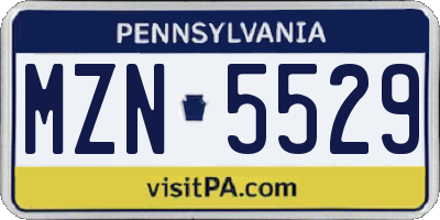 PA license plate MZN5529