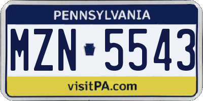 PA license plate MZN5543