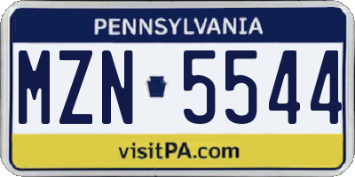 PA license plate MZN5544