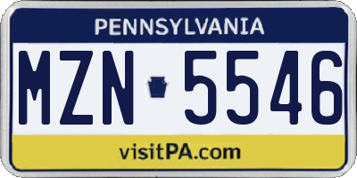 PA license plate MZN5546