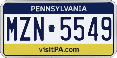 PA license plate MZN5549