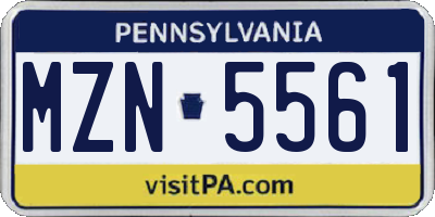 PA license plate MZN5561
