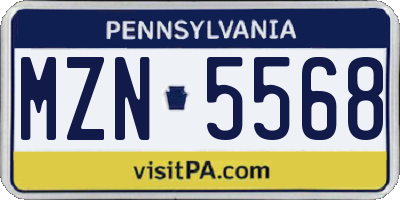 PA license plate MZN5568