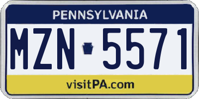 PA license plate MZN5571