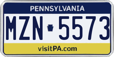 PA license plate MZN5573